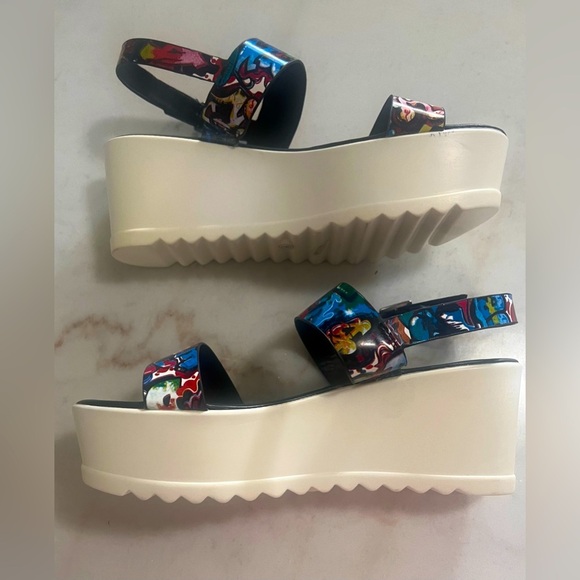 Bamboo Effie Women's Size 9 Multicolor Abstract Open-Toed Platform Sandals 👀 - Picture 2 of 6